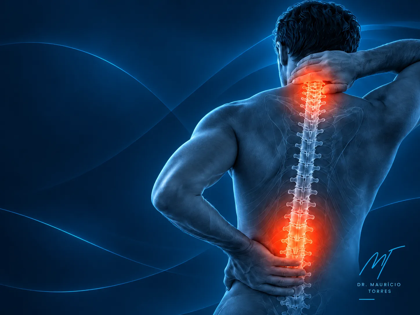 Ilustração de dor na coluna vertebral